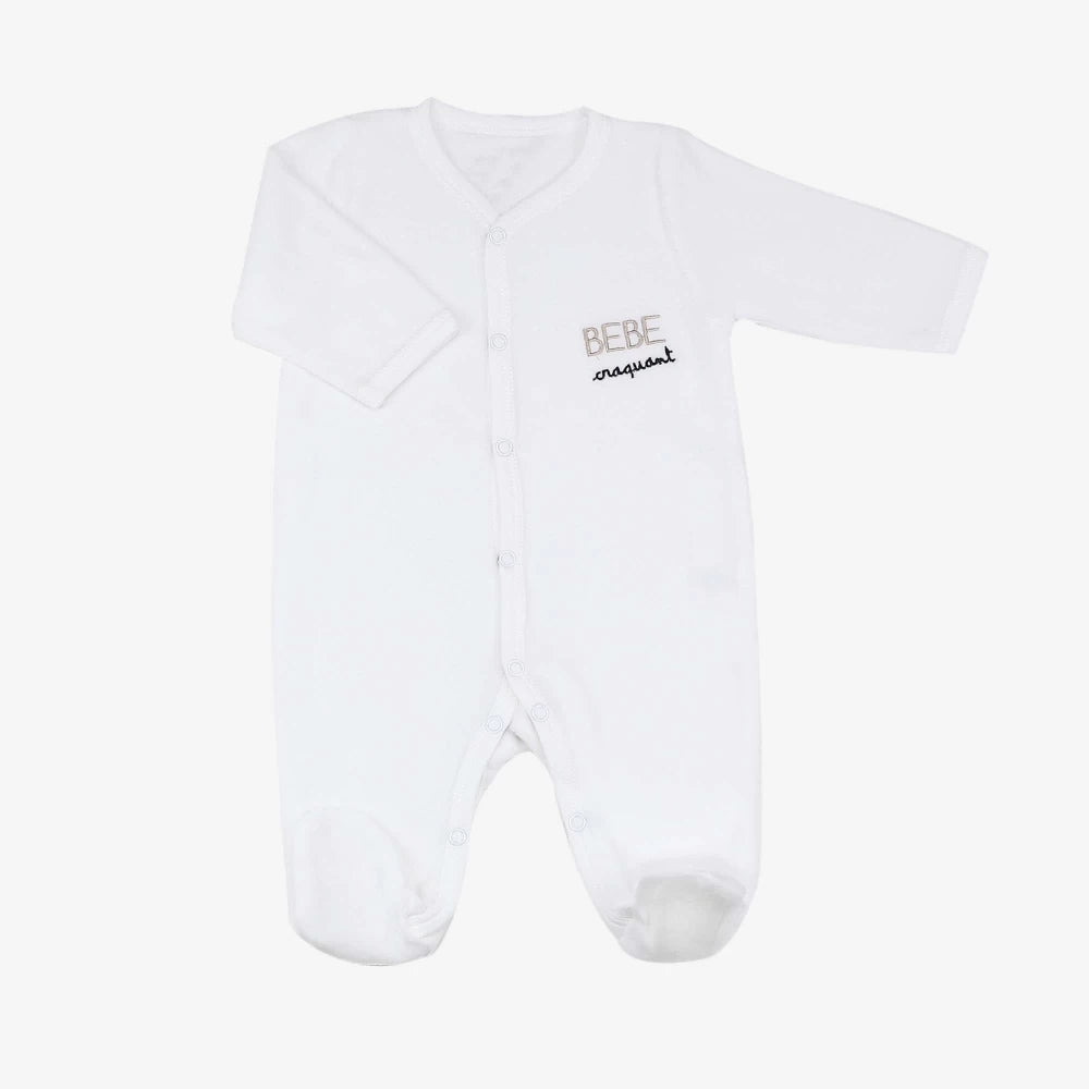 Kit Naissance Bébé 6 Pièces Velours Doux - Pyjama Body Bonnet Chaussons Moufles + Sac - Mixte 0 Mois
