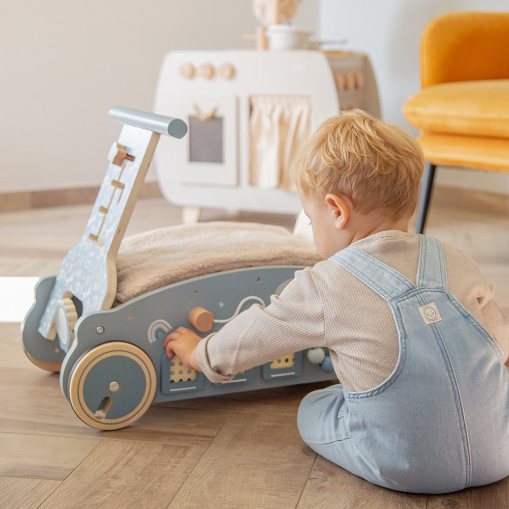 3-en-1 Bascule, Trotteur et Voiture – Bleu