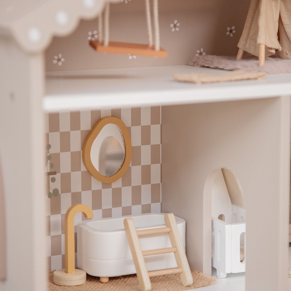 Maison de poupées en bois – Nougat avec accessoires et poupées