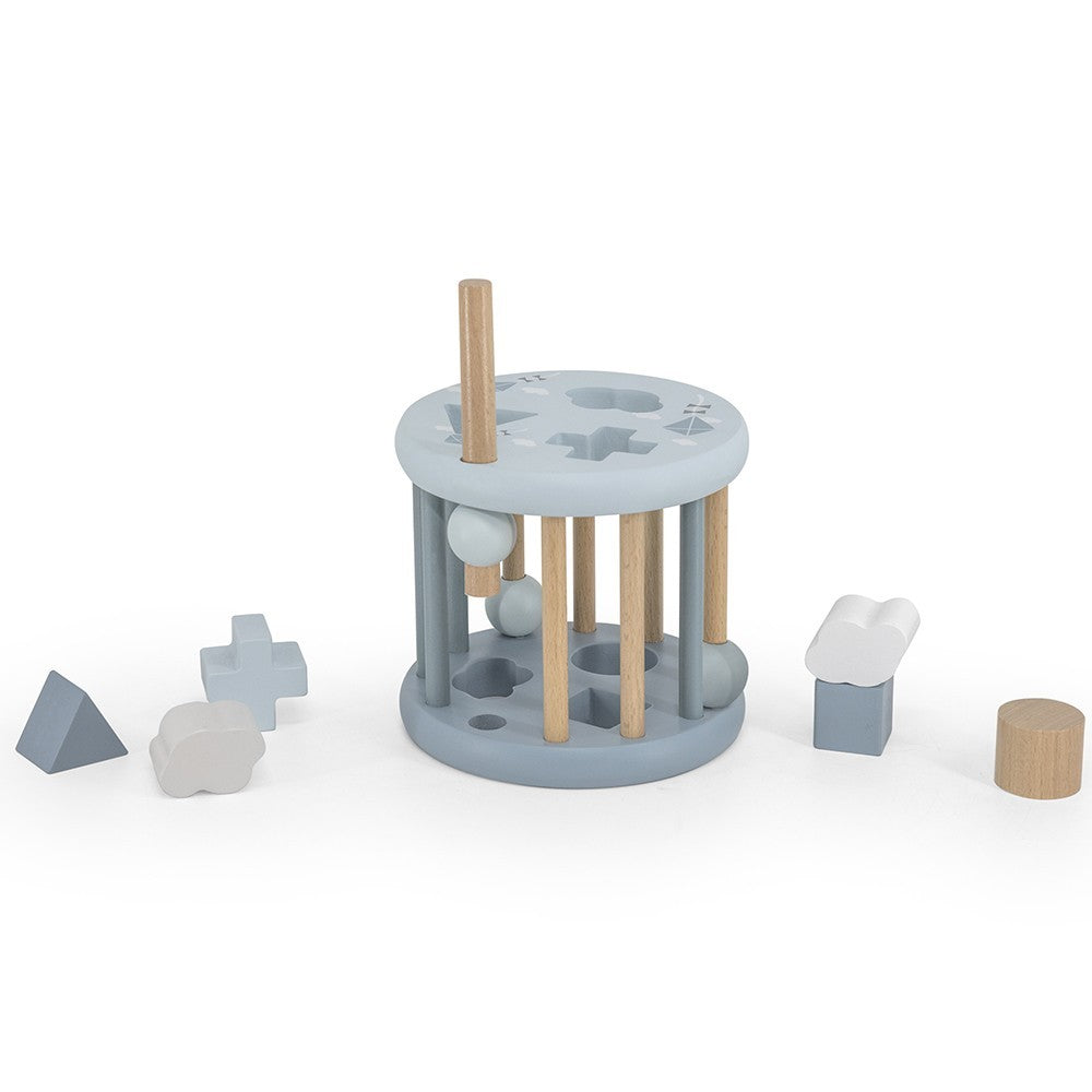 Roue trieur de formes en bois – Bleu