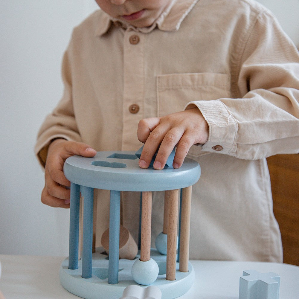 Roue trieur de formes en bois – Bleu