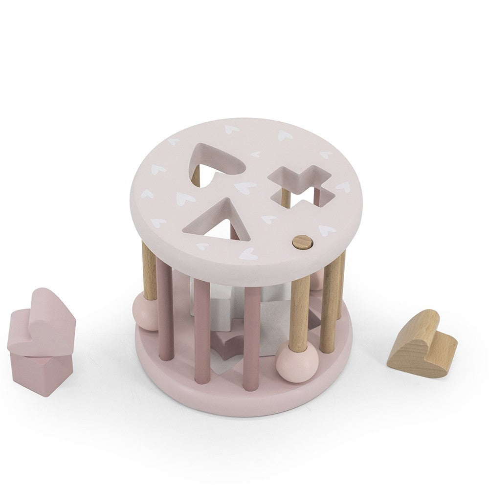 Roue trieur de formes en bois – Rose