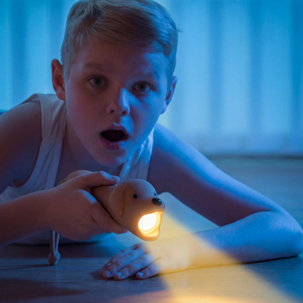 Lampe torche enfant chien caramel rechargeable
