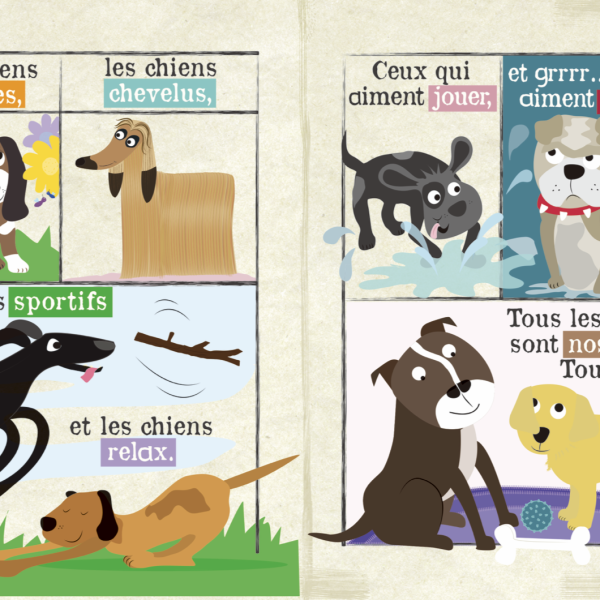 Crinkly Les Chiens : livre en tissu sensoriel dès 3 mois. Stimule motricité fine, éveil des sens et apprentissage du vocabulaire des chiens.