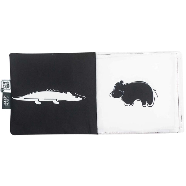 Livre d’éveil noir & blanc – Thème Savane (15x15 cm)