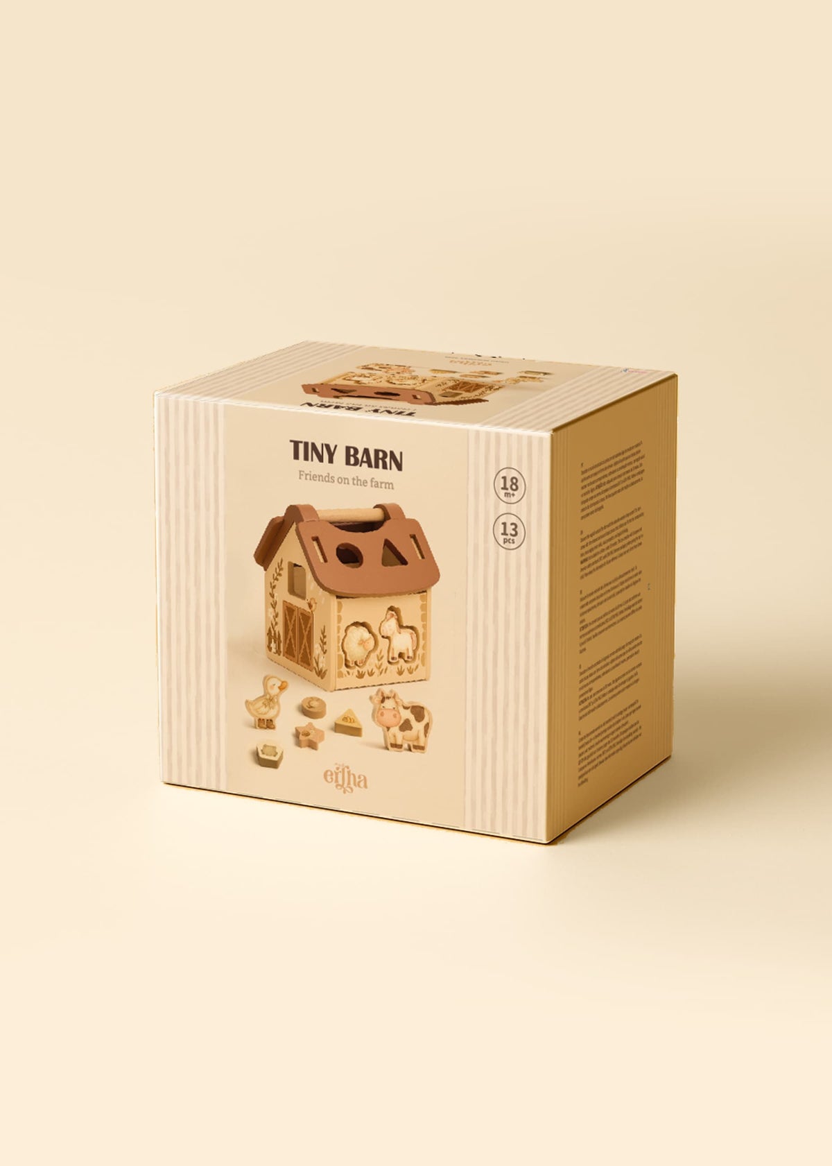 Explore la ferme avec Tiny Barn 🐑, le jeu de tri de formes en bois. Stimule la motricité fine, la logique et la coordination main-œil pour les enfants dès 18 mois.