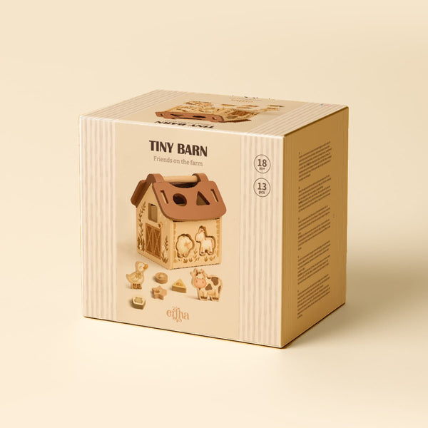 Explore la ferme avec Tiny Barn 🐑, le jeu de tri de formes en bois. Stimule la motricité fine, la logique et la coordination main-œil pour les enfants dès 18 mois.