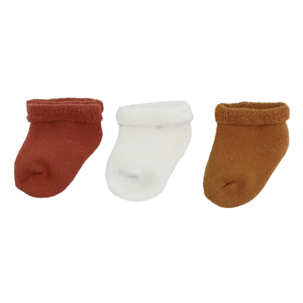 Lot de 3 paires de chaussettes bébé – 0/6 Mois | Terracotta, Ecru, Camel