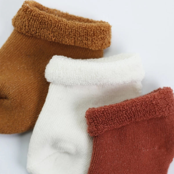 Lot de 3 paires de chaussettes bébé – 0/6 Mois | Terracotta, Ecru, Camel