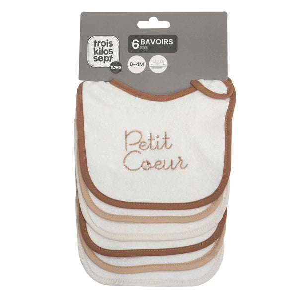 Lot de 6 bavoirs naissance brodés 0-4 mois