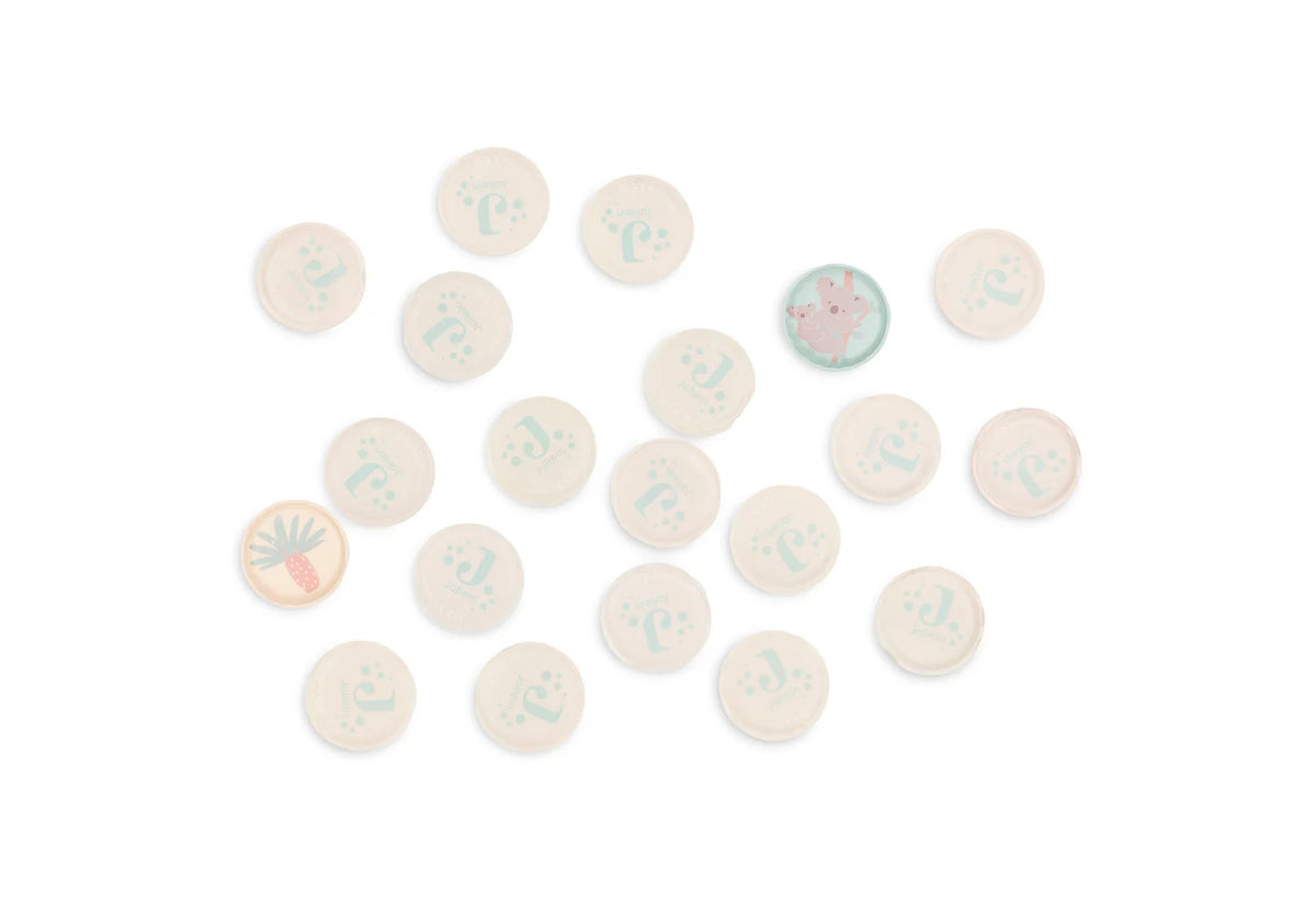 Jeu de bain memory kangourou pour bébé dès 18 mois. Cartes en mousse flottantes, éducatives et ludiques pour développer mémoire et concentration à l’heure du bain.