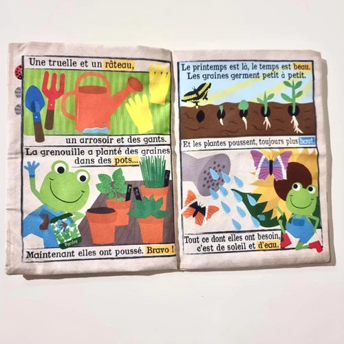 Livre bébé en tissu sensoriel – Mon petit journal Dans le Jardin Poppik