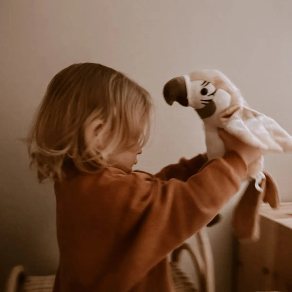Découvrez Pierre 🦜, le perroquet qui répète tout avec sa voix drôle et ses ailes animées ! Un jouet interactif Montessori signé Mrs Ertha, idéal dès 3 ans.