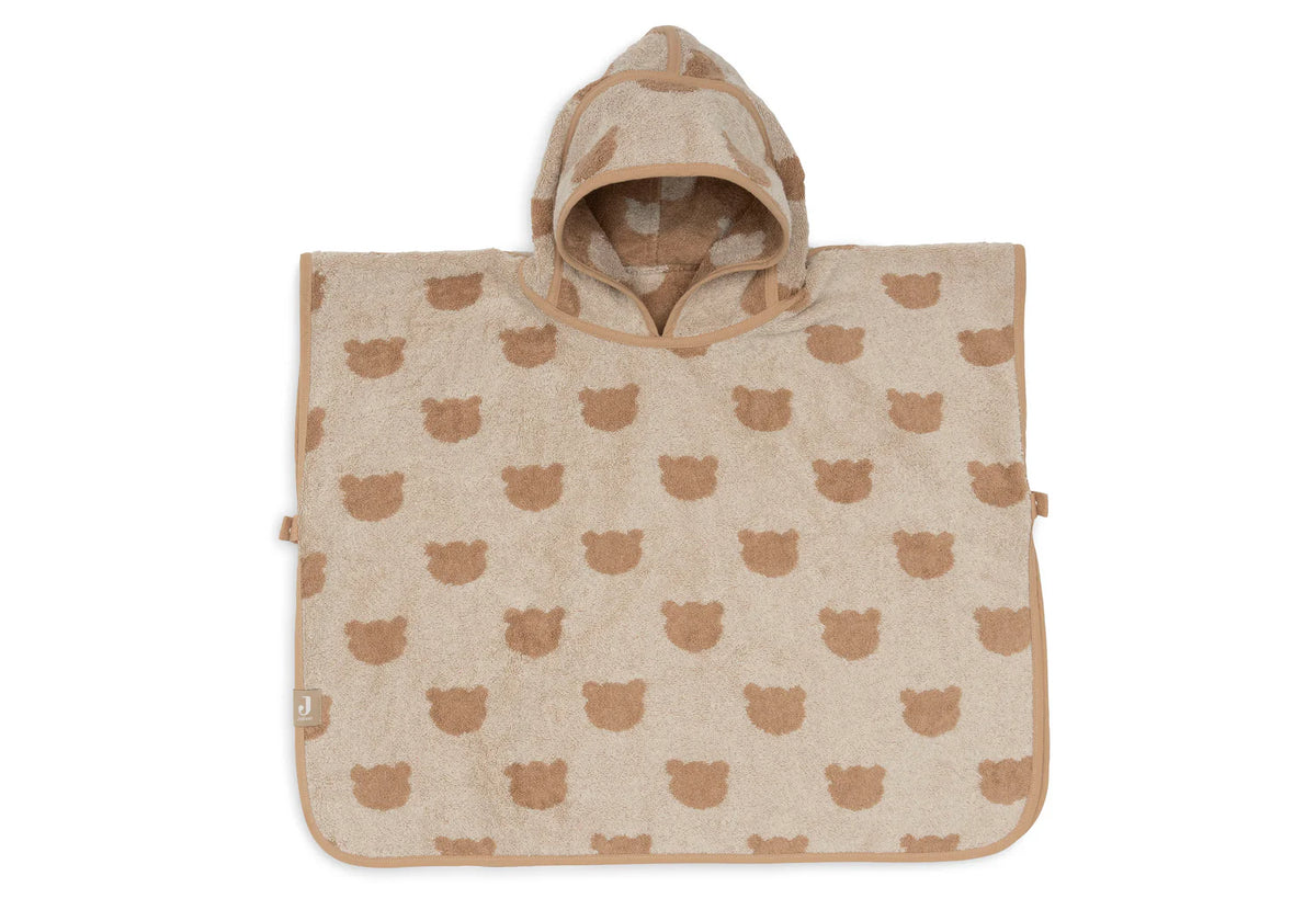 Poncho de bain bébé Jacquard en éponge douce, absorbant et confortable. Capuche, bouton-pression pratique. Idéal pour la maison, la plage ou la piscine.