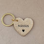 Porte clé cuir forme de coeur maman champagne Royal Marais