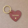 Porte clé cuir forme de coeur maman vieux rose Royal Marais