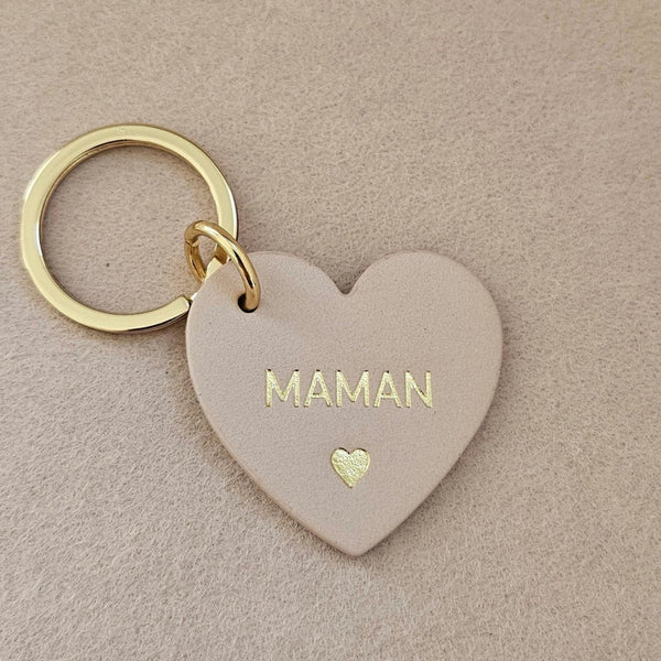Porte clé cuir forme de coeur maman nude Royal Marais