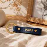 Porte clé cuir papa bleu Royal Marais
