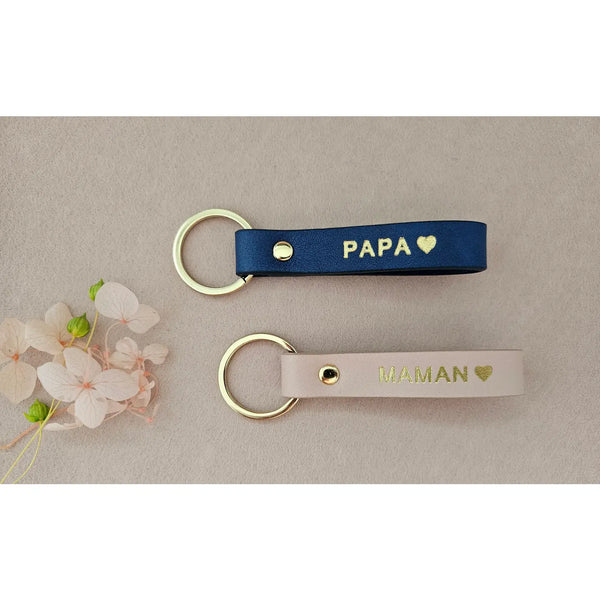 Porte clé cuir maman nude