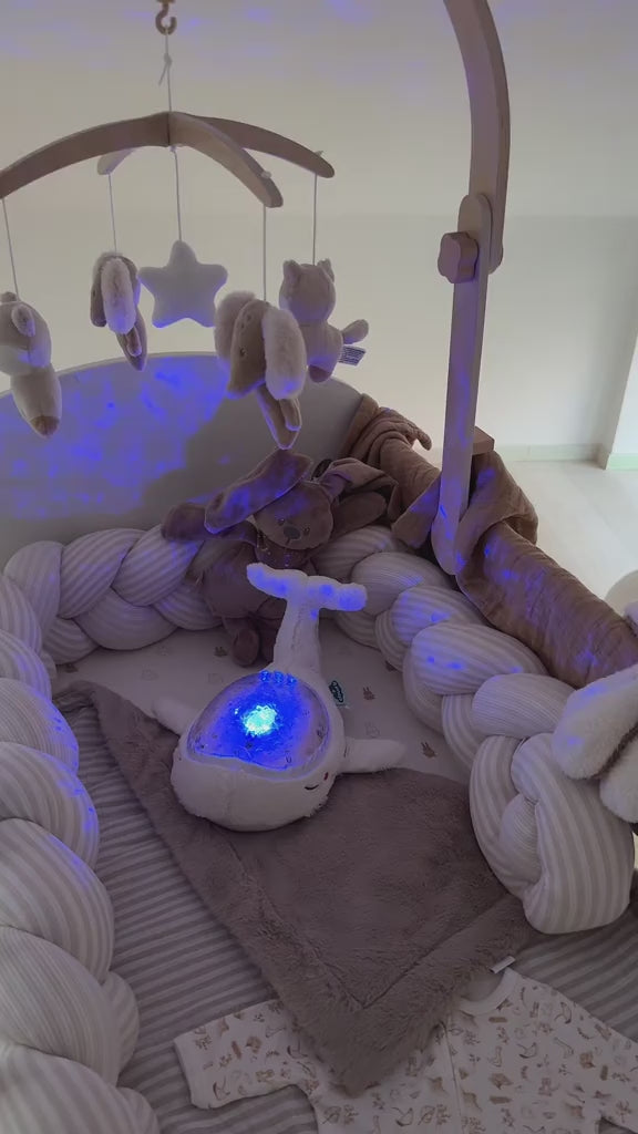 veilleuse à projection pour bébé baleine blanche petit coeur salé