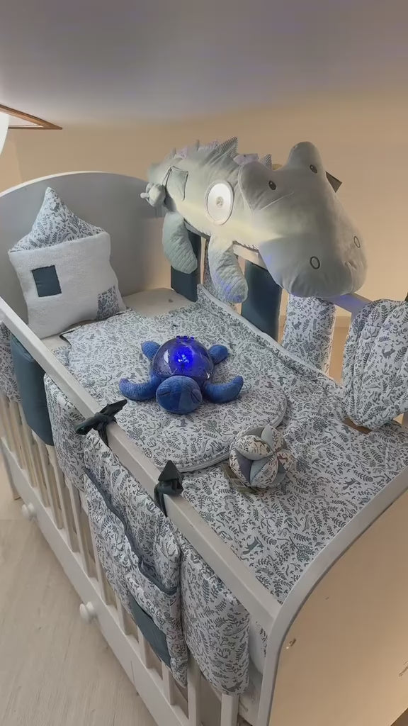 Veilleuse chambre de bébé à projection tortue bleue, recharge par USB petit coeur salé