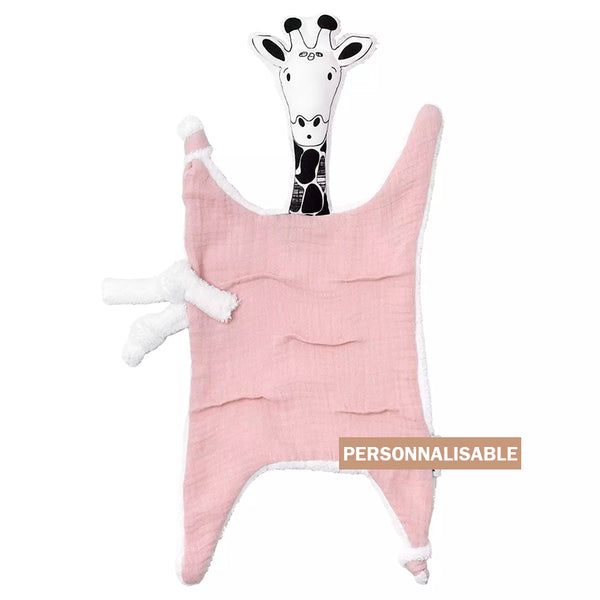 Doudou lange girafe rose PETIT BLOOM