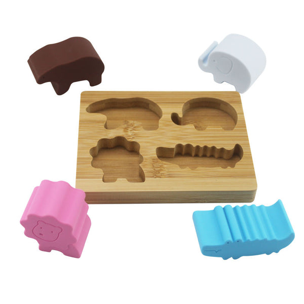 Puzzle d'encastrement en bois et silicone – Les animaux GMLB