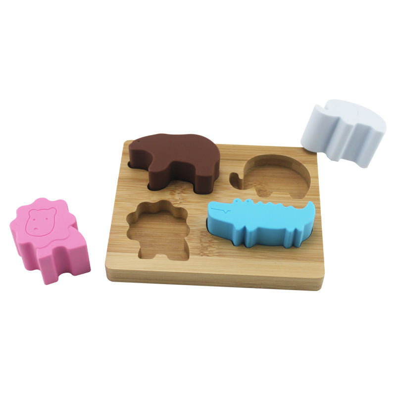 Puzzle d'encastrement en bois et silicone – Les animaux GMLB