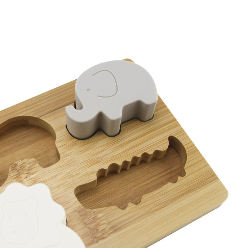 Puzzle d'encastrement en bois et silicone – Les animaux soft GMLB