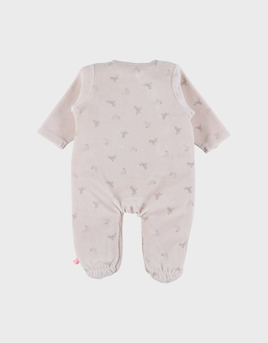 Pyjama bébé écru en velours avec broderie phoques NOUKIES