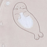 Pyjama bébé écru en velours avec broderie phoques NOUKIES