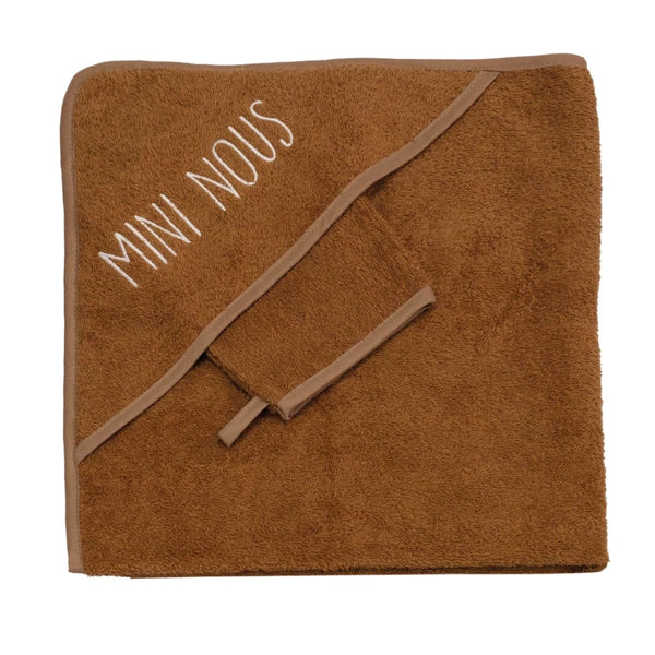 Set cape de bain et gant - Mini nous camel