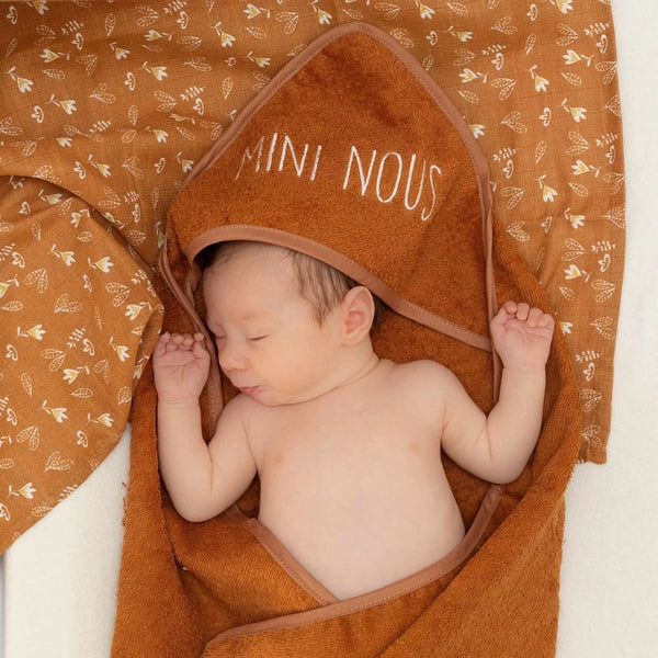 Set cape de bain et gant - Mini nous camel
