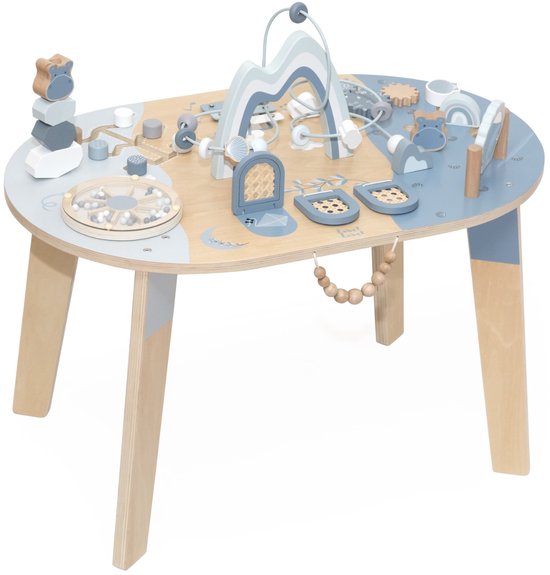 Table d’activités bébé en bois – Jouet d’éveil dès 2 ans - bleue LABEL LABEL