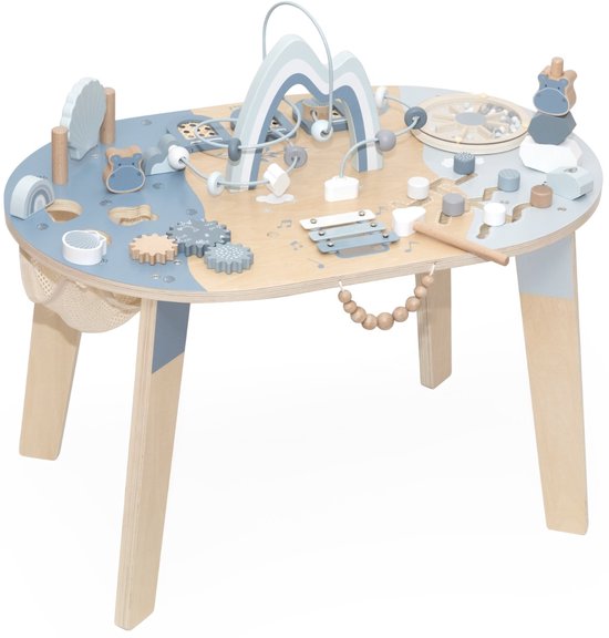 Table d’activités bébé en bois – Jouet d’éveil dès 2 ans - bleue LABEL LABEL