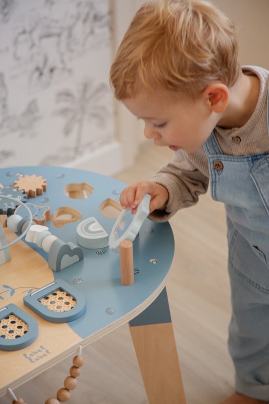 Table d’activités bébé en bois – Jouet d’éveil dès 2 ans - bleue LABEL LABEL