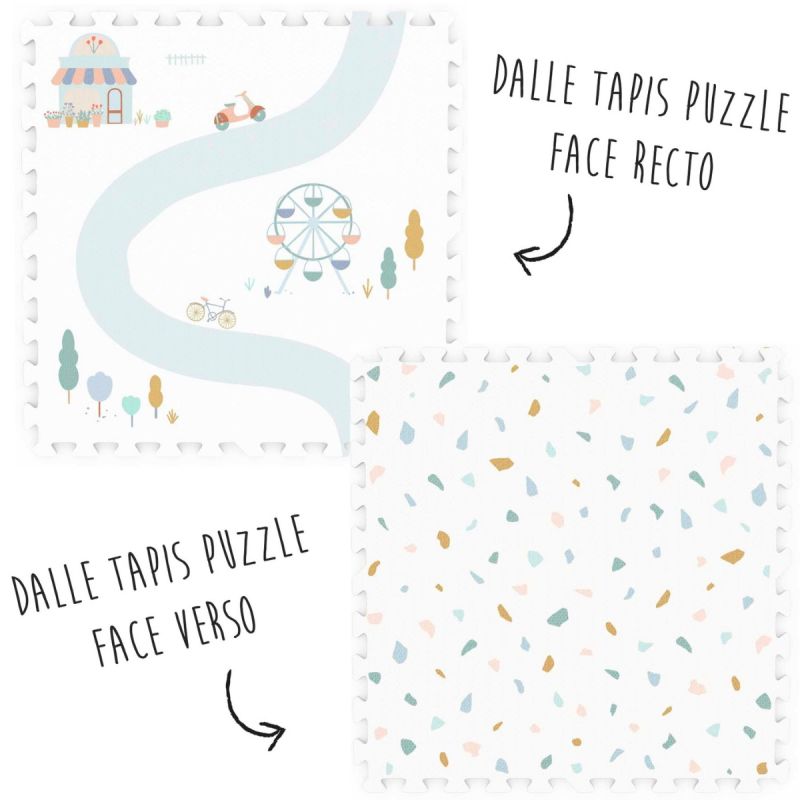 Tapis de jeu dalles EEVAA réversible 2 en 1 Village (120 x 180 cm)