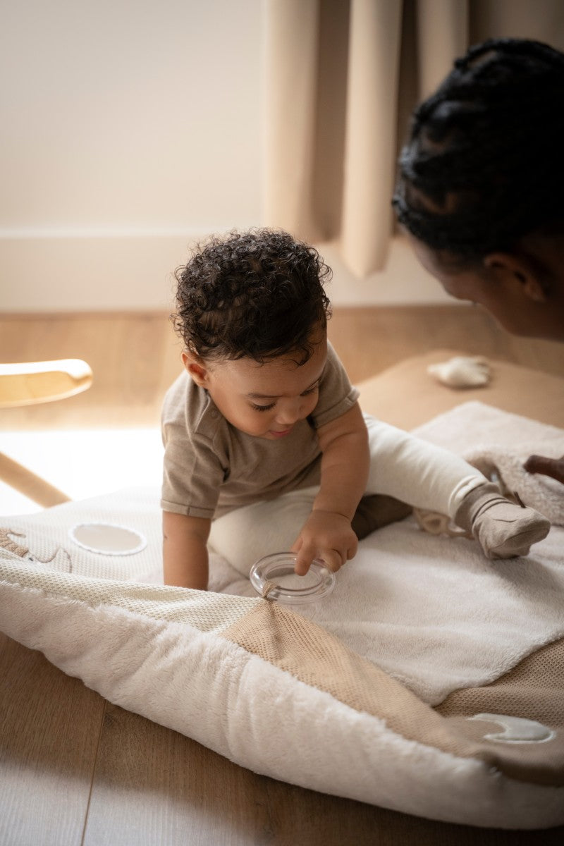tapis de parc bébé beige brun doux