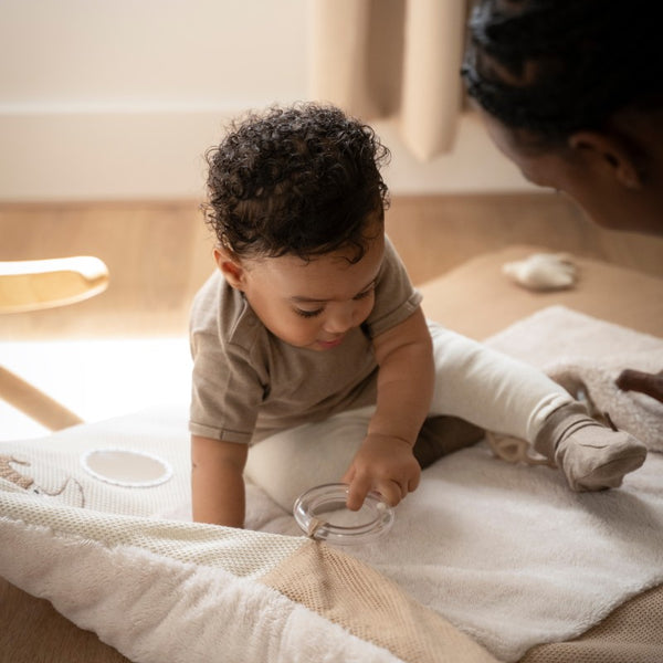 tapis de parc bébé beige brun doux