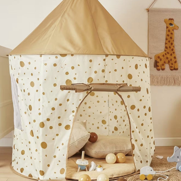 Tente de jeu bébé Pop-Up Dots – Beige caramel BIECO