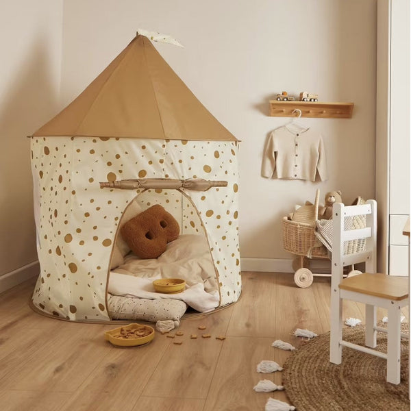 Tente de jeu bébé Pop-Up Dots – Beige caramel BIECO