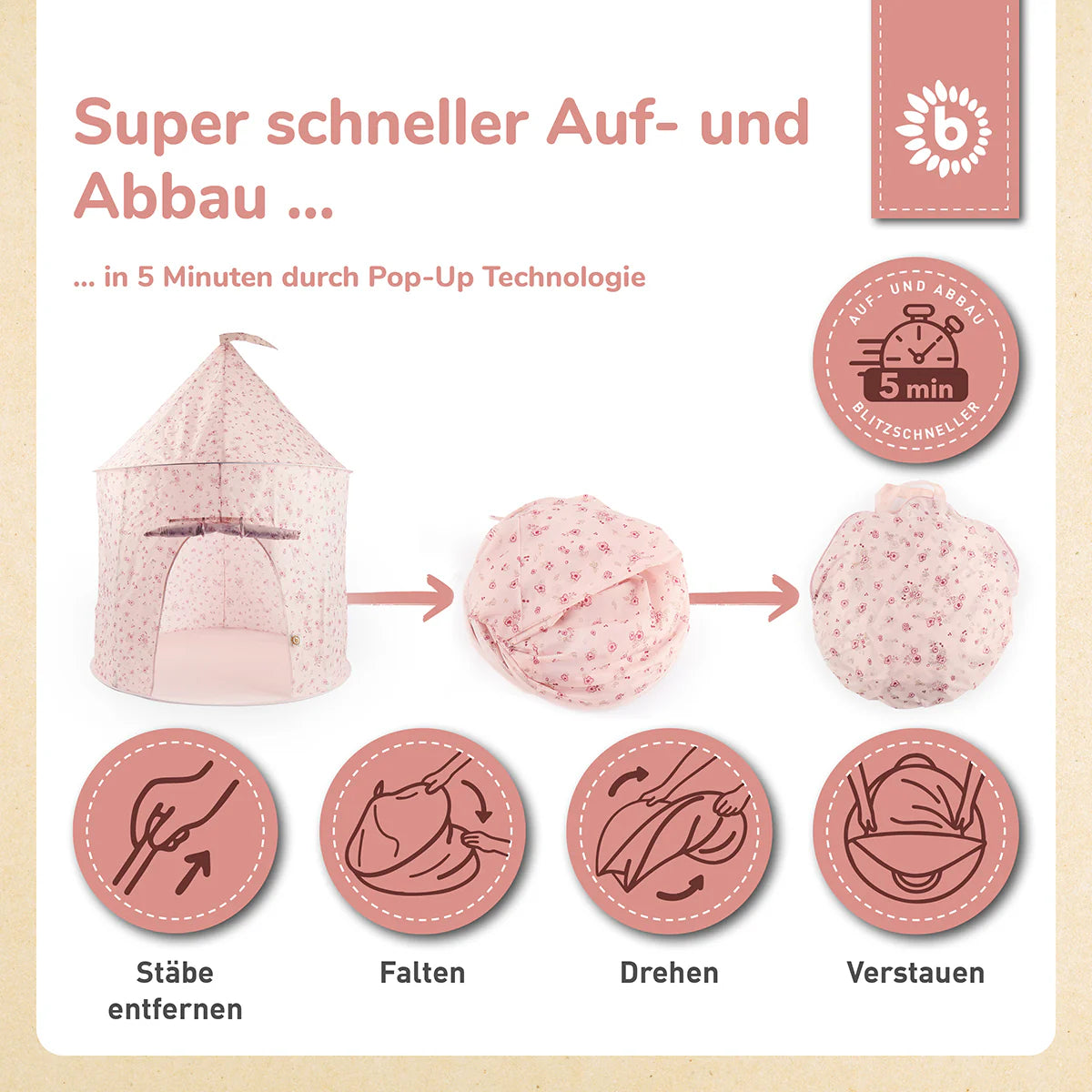 Tente de jeu bébé – Dreamy flowers BIECO