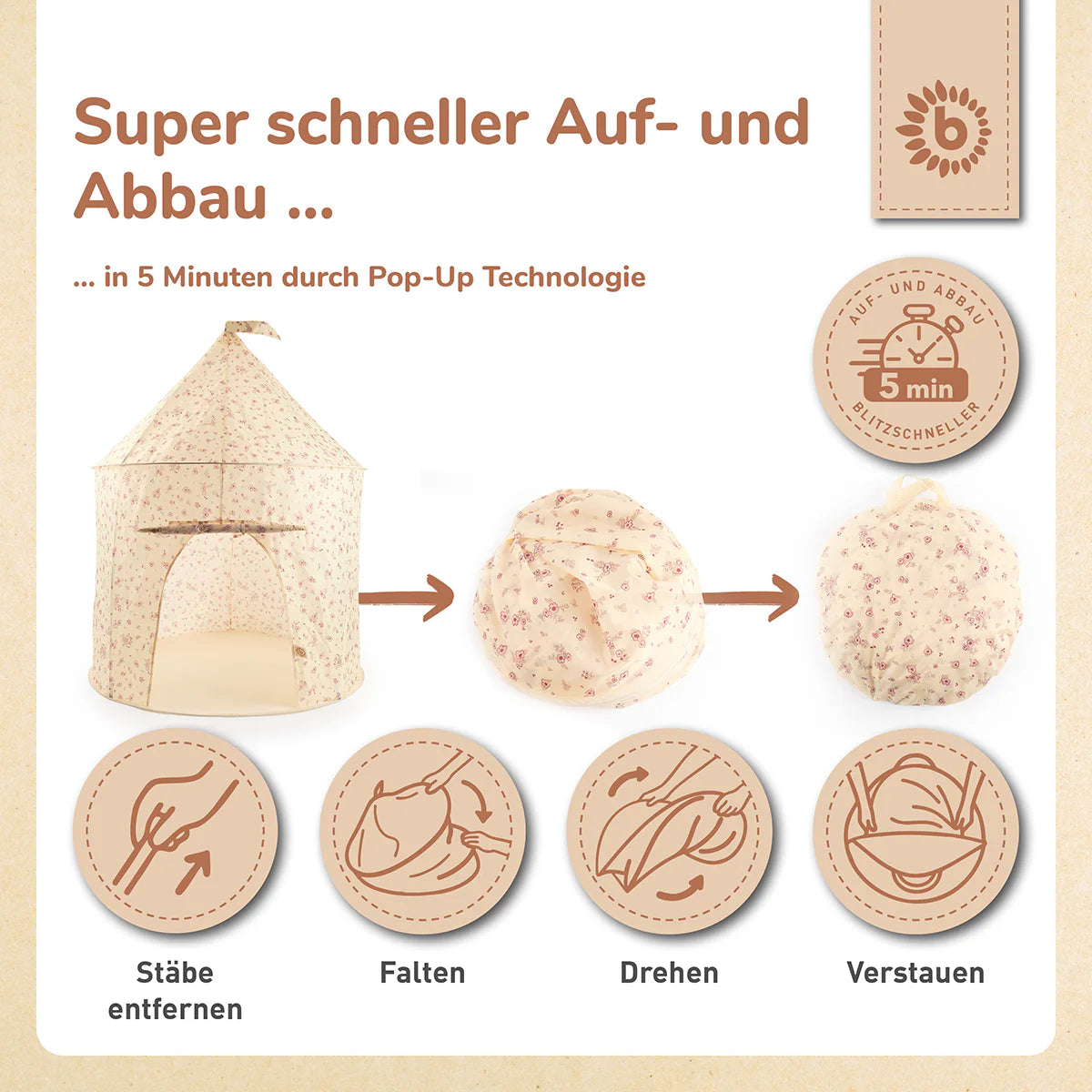 Tente de jeu bébé – Vintage flowers BIECO