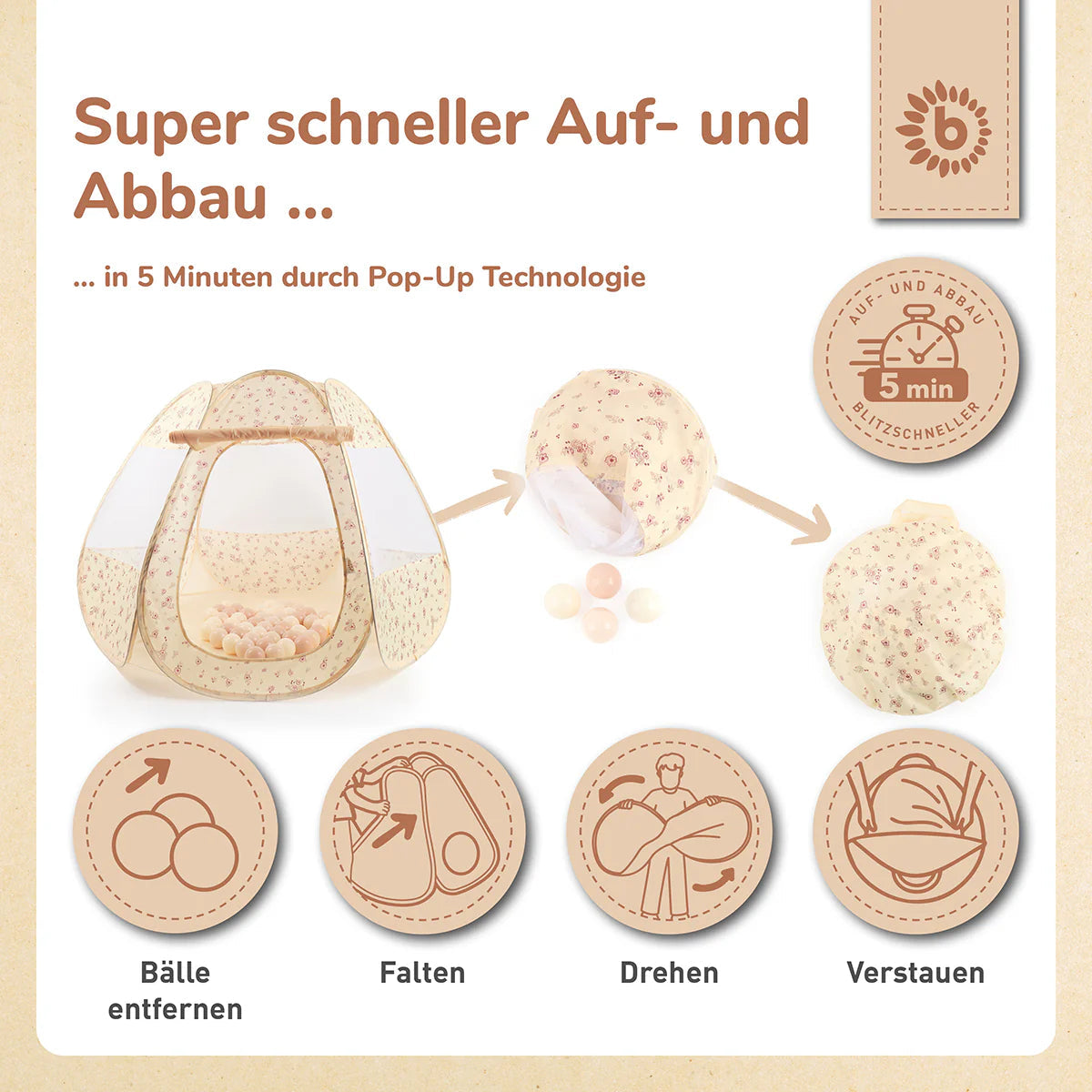 Tente de jeu à balles enfant Vintage Flowers BIECO