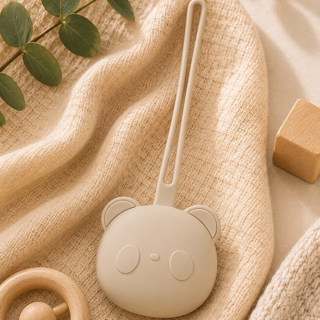 Étui tétine silicone bébé panda - Nougat GMLB