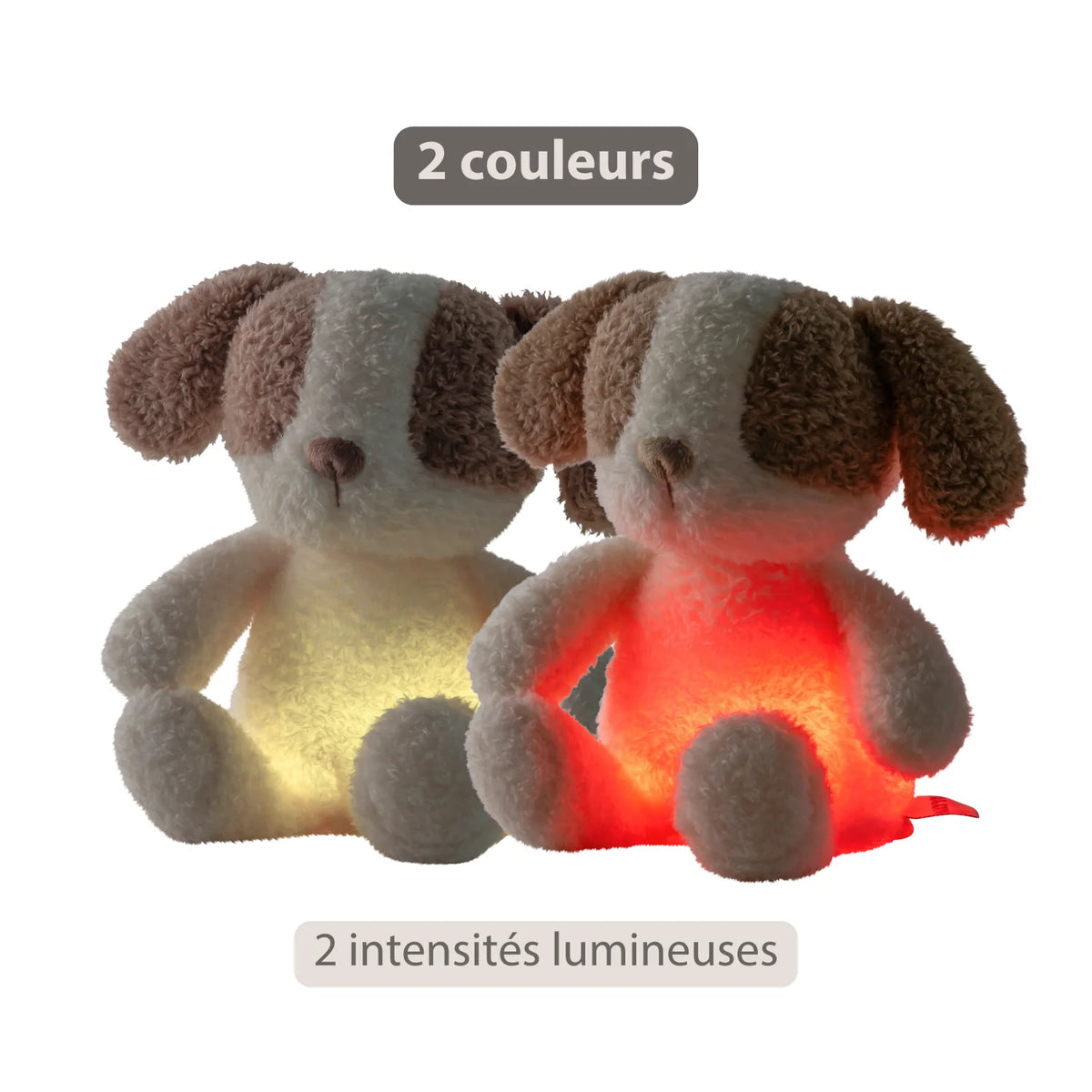 veilleuse bébé, veilleuse peluche, veilleuse chien, peluche lumineuse, lampe de nuit bébé, veilleuse rechargeable, Nattou, cadeau naissance, Petit Coeur Salé