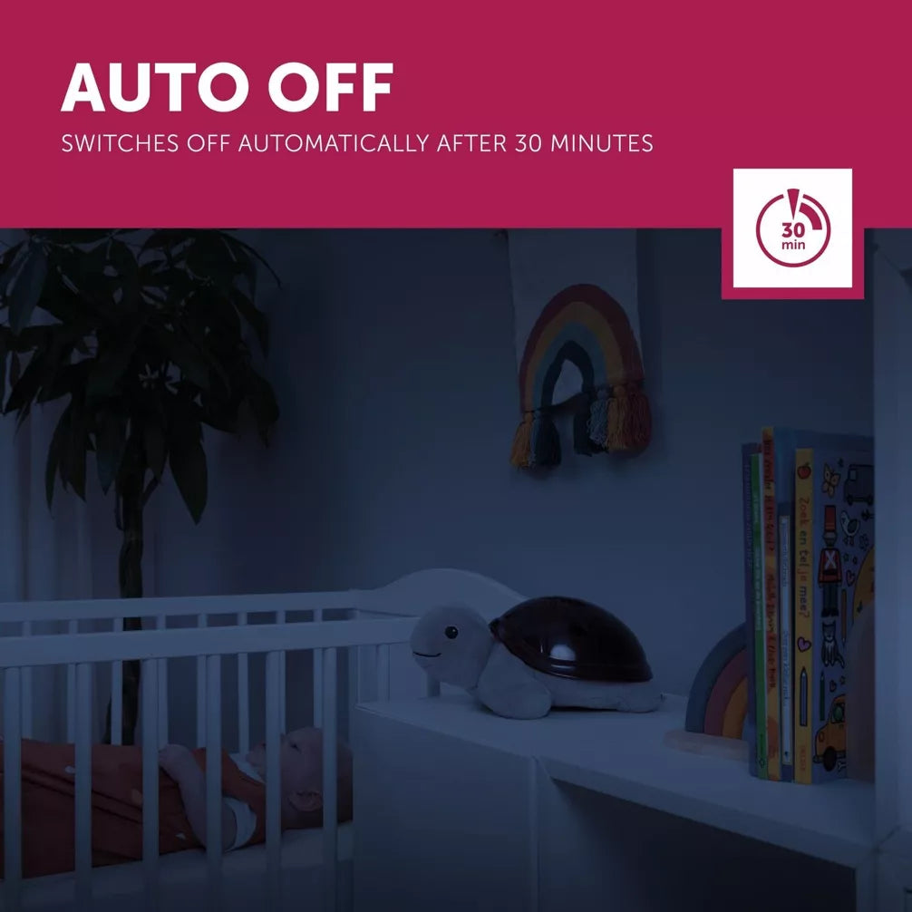 Créez un environnement rassurant pour bébé avec Tim la Tortue. Veilleuse LED avec projection coucher de soleil, oiseaux en mouvement et mélodies relaxantes pour des nuits paisibles.