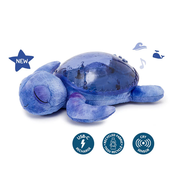 Veilleuse bébé Tranquil Turtle™ rechargeable : projections de vagues océaniques, bruits blancs, capteur de pleurs et minuterie. Idéale dès la naissance et parfaite comme cadeau de naissance.
