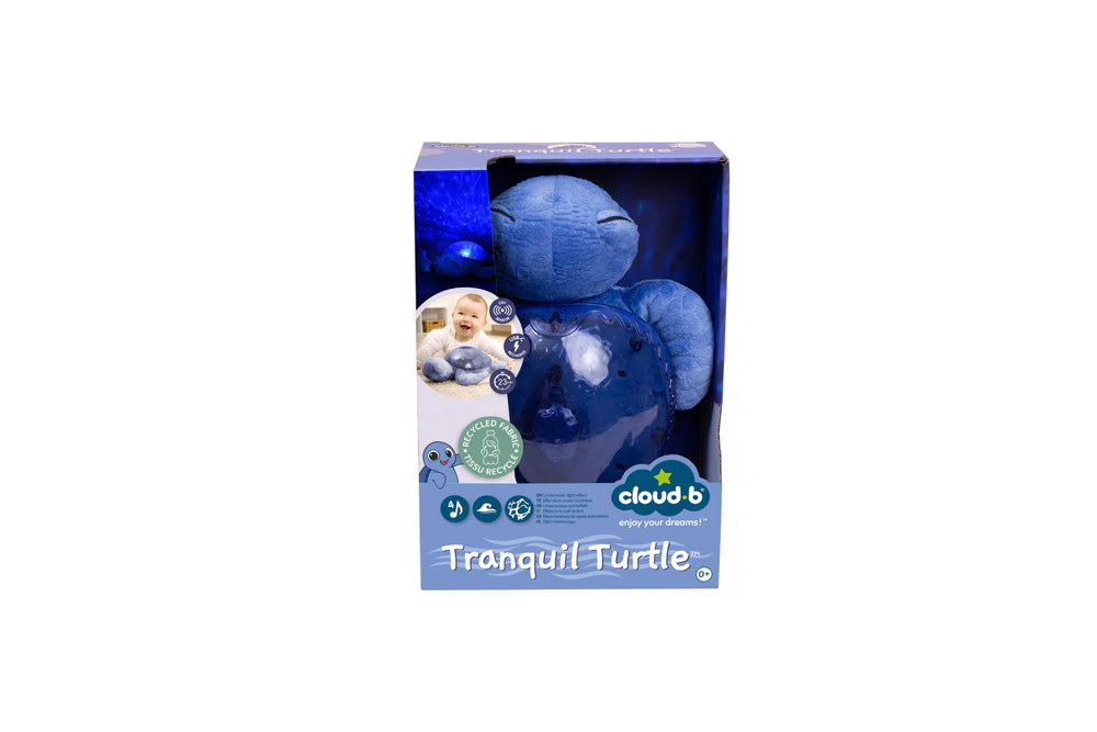 Veilleuse bébé Tranquil Turtle™ rechargeable : projections de vagues océaniques, bruits blancs, capteur de pleurs et minuterie. Idéale dès la naissance et parfaite comme cadeau de naissance.