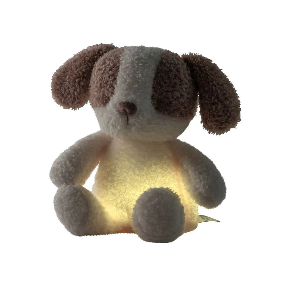 Veilleuse bébé chien Teddy peluche douce vanille avec lumière apaisante pour dormir